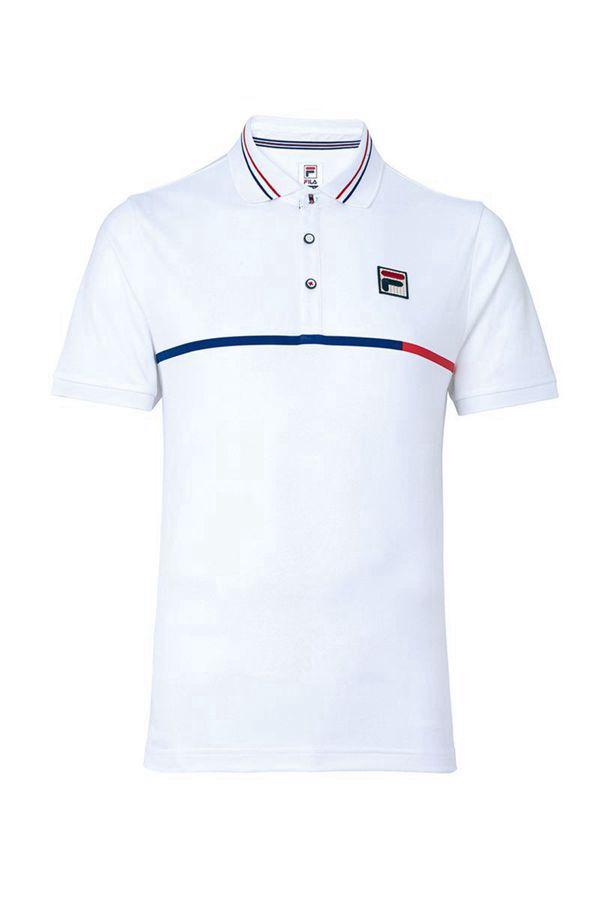 Camisas Polo Fila Homem Branco/Azuis/Vermelhas - Fila Heritage Tennis Outlet Portugal,YUBL-14527